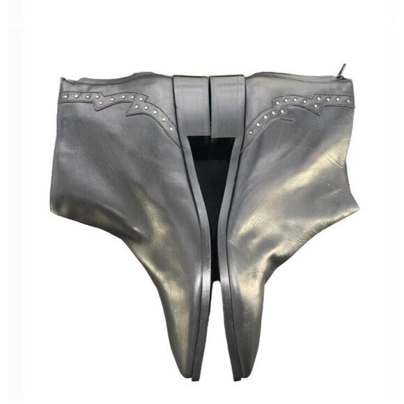 POUR LA VICTOIRE Bootie Janna Black Leather Ankle Zipper Square Studded Size 10 - Picture 4 of 13